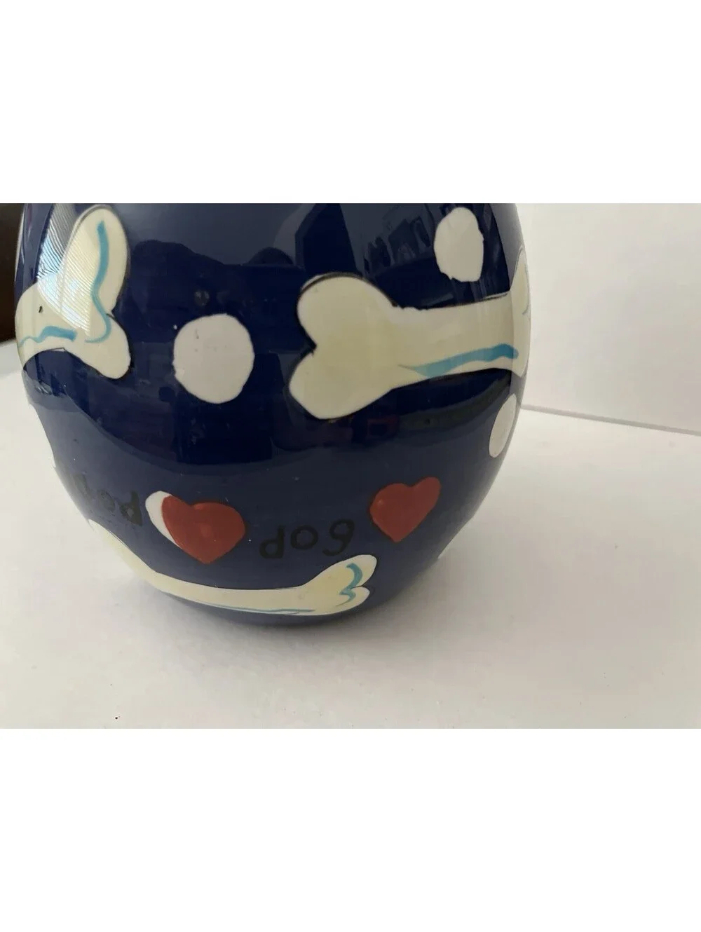 Hausenware Dog Treat Biscuit Bone Canister Cookie Jar Hand Painted Ceramic